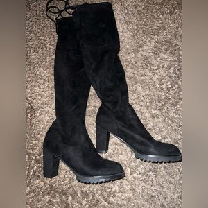Over the knee suede boots.